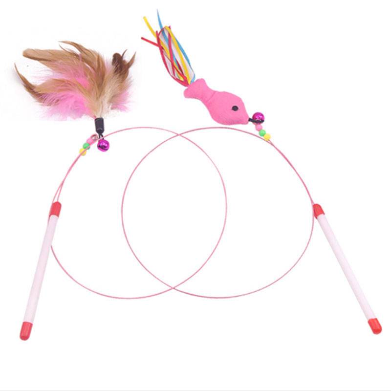 Kuum müük Lemmikloomad Kassi sulgede mänguasjad Plastikust kassipoeg Interaktiivne kepp Naljakas kassiõngemäng võlukepp sulepulk mänguasi lemmikloomatarbed