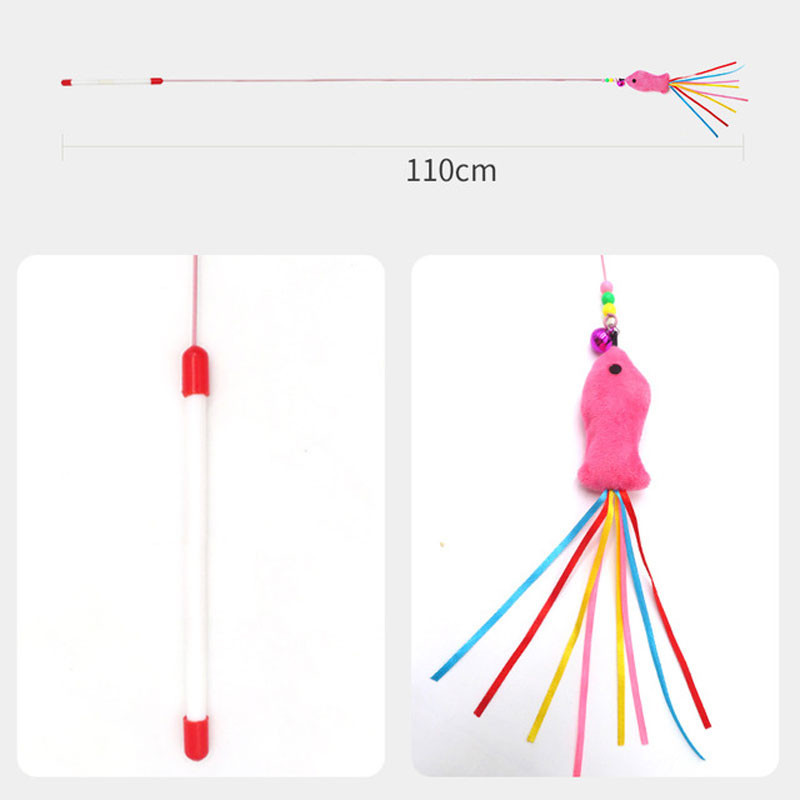 Elastne metalltraadist õrritav kassipulk helmeste ja kellukestega kassi sulgedega mänguasi, interaktiivne püüdja, naljakas harjutus kassipojale