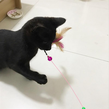 1 τμχ Διαδραστικό ραβδί με φτερά για παιχνίδι γάτας με μικρά παιχνίδια κουδουνιού ποντικιού-κλουβί Πλαστικά τεχνητά πολύχρωμα προμήθειες παιχνιδιών Teaser για γάτες