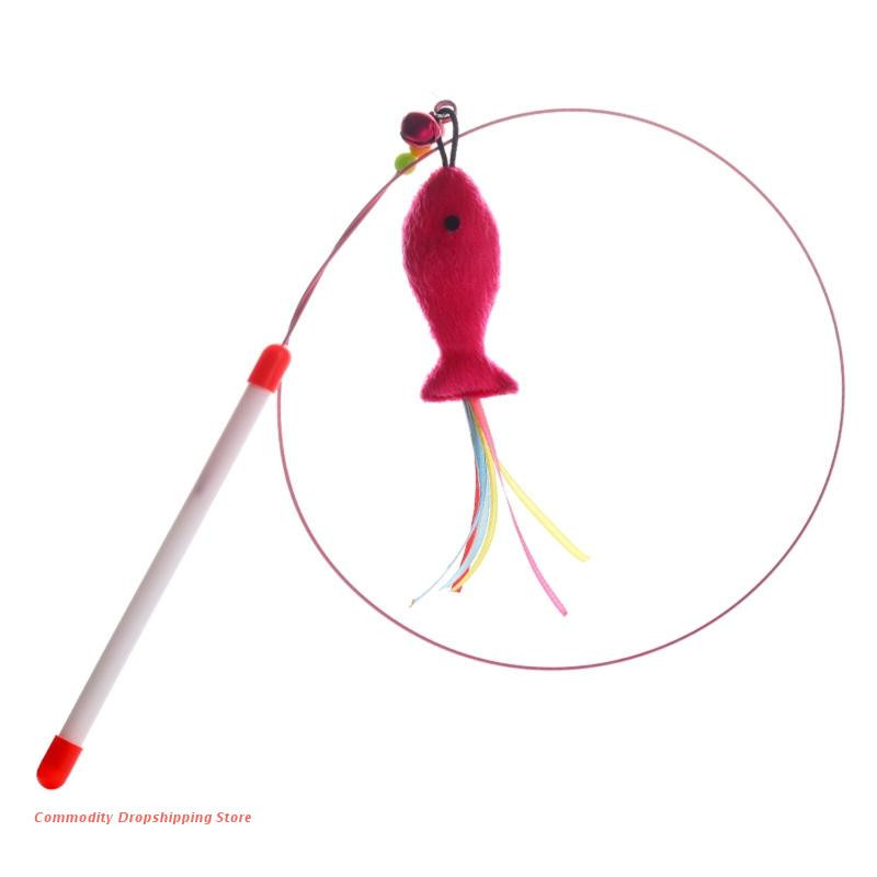 Interaktyvus žaislas su plunksnomis Žuvies siurbimo taurelė Pratimai patalpų žaislinė lazdelė su varpelio siurbimo taurele Ilga elastinga lazdelė