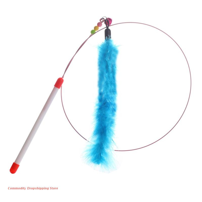 Interaktyvus žaislas su plunksnomis Žuvies siurbimo taurelė Pratimai patalpų žaislinė lazdelė su varpelio siurbimo taurele Ilga elastinga lazdelė