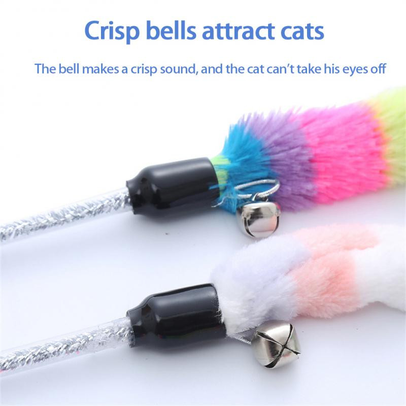 2023. aasta uued lemmikloomatarbed Rainbow Caterpillari pehme plüüsist riba naljakas kassimänguasi, interaktiivne naljakas kassipulk