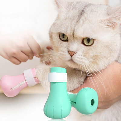 4 τμχ Αντι-δαγκωτικό κάλυμμα με νύχια γάτας για πλύσιμο μπάνιου κομμένα νύχια κάλυμμα ποδιού Προστατευτικό ποδιών κατοικίδιων ζώων για παπούτσια γάτας κατά των γρατσουνιών Ρυθμιζόμενες μπότες