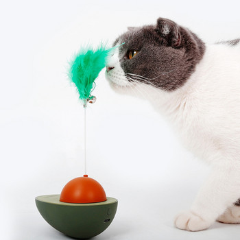 Διαδραστικό παιχνίδι γάτας Ηλεκτρικό Αυτοπεριστρεφόμενο Teaser Παιχνίδι Γάτα Ποτήρι Παιχνίδι Faux Feather Μπάλα Γάτα Παιχνίδι για κατοικίδια Μπάλα γατάκι