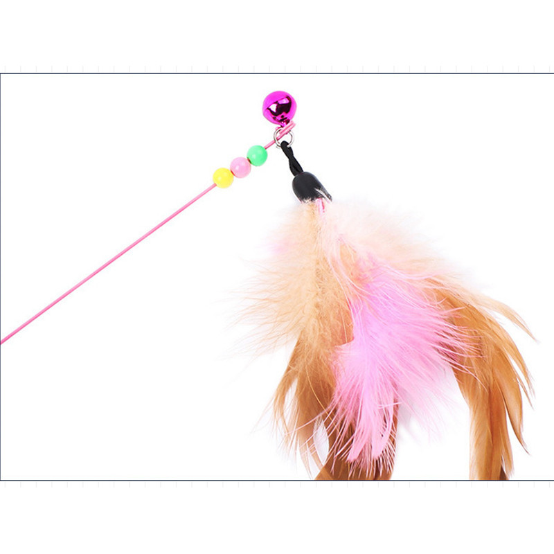 Jucării pentru pisici Jucărie interactivă din sârmă de oțel Jucărie cu pene pentru pisici Baghetă cu pene Baghetă cu clopoțel Tijă amuzantă în formă de pește Cu mărgele de mărgele Joacă cu baghetă pentru animale de companie
