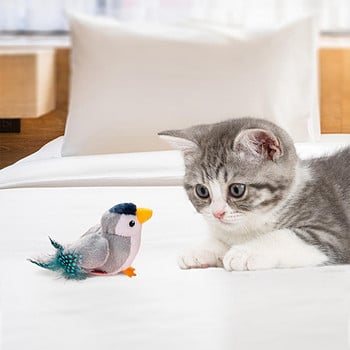 Лека 1 комплект издръжлива симулация птица домашен любимец котка играеща играчка прекрасна играчка за закачка за котка вграден звук консумативи за домашни любимци