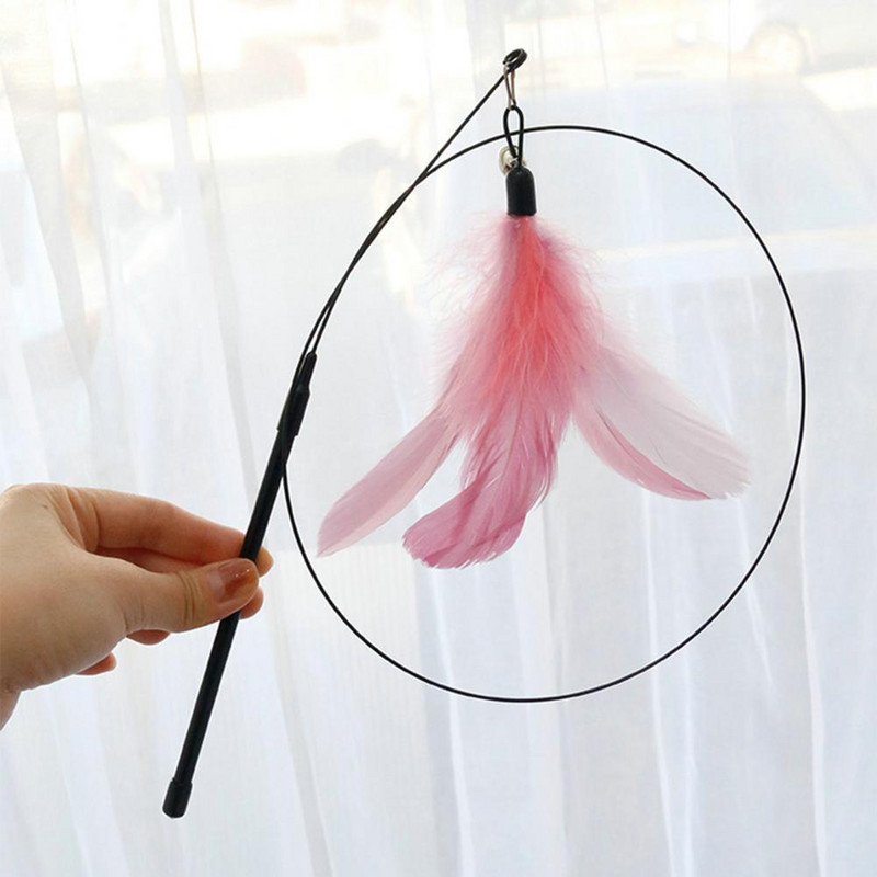 Vastupidav lemmikloomasulgede mänguasi Mugav käepide Kriimustusvastane kassitõusmisvarras, leevendab stressi Pehme kohev kassitõusmisvarras