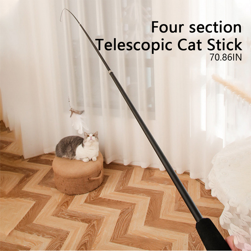 Siseruumides väljas sissetõmmatav õrrituskepp Elutuba Kaasaskantav lemmikloomade õrritaja sulgede kelluke interaktiivne mänguvarraste pulk 1 8m