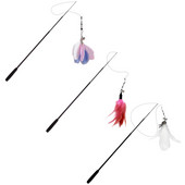 Toys Feather Wand Kitten Teaser Pure Feather Interactive Stick Toy