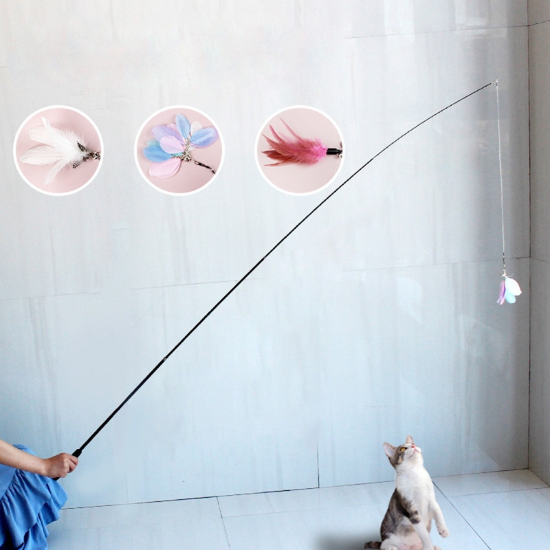 Toys Feather Wand Kitten Teaser Pure Feather Interactive Stick Toy