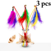 3 TK kassimänguasjad õngeritva kujuga kellukesed ühevärvilised suled, kassipulk, interaktiivne naljakas kassi õrritaja mänguasi lemmikloomatarbed