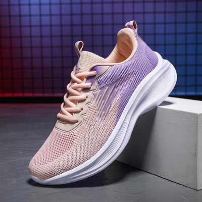 Proljetne ženske prozračne tenisice na vezanje preljeva boja