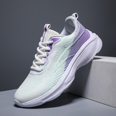 Proljetne ženske prozračne tenisice na vezanje preljeva boja