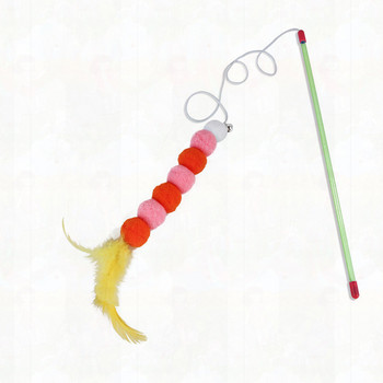 1PC Feather Toys Kitten Funny Pet Cat Toys Colorful Rod Wand Toys Пластмасова интерактивна играчка Stick Pet Cat Supplies
