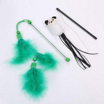 Dorakitten 1 бр Cat String Teaser Toy Interactive Faux Feather Soft Kitten Wand Toy Pet Wand Teaser Аксесоари за домашни любимци Стоки за домашни любимци