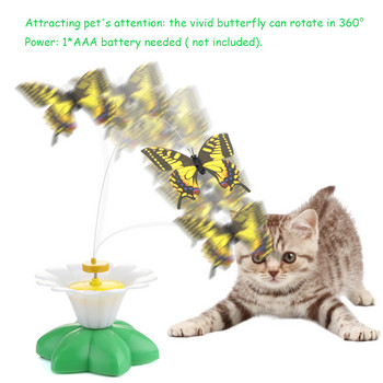 Котешки играчки Електрическа въртяща се цветна пеперуда Забавна седалка за домашни любимци Скреч Интерактивна играчка за обучение за котки Коте