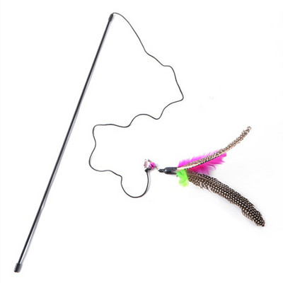 Funny Kitten Cat Teaser Interaktiivne mänguvarras kellukese ja sulgedega mänguasjad kassidele Teaser Interaktiivne mänguvarras Lemmikloomade kasside mänguasjade pulk