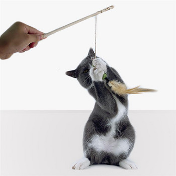 Cat Toys Feather Funny Cats Teaser Διαδραστικό Φυσικό Διασκεδαστικό Ραβδί Γατάκι Παιχνίδι Pet Catnip Παιχνίδι για γάτες Προμήθειες