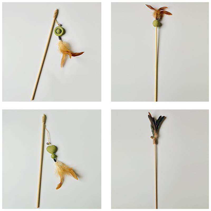 Cat Toys Feather Funny Cats Cat Teaser Interactive Natural Fun Kitten Wand Toy Pet Catnip Toy for Cat Supplies
