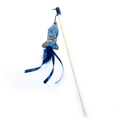 Igračka za mačke Pet Kitten Mouse Wand Drveni stup Lažna riba s perjem Cat Teaser Igračka s štapićem za kućne ljubimce sa zvonom Igračke za mačke