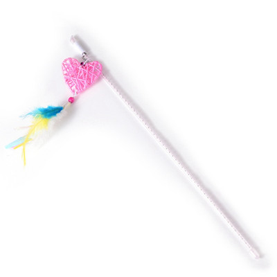 Võltssulgedest kassikepike kassipoegade interaktiivne mänguasi, käsitsi valmistatud südamekujuline plastikust kassikellakellake kassipoegade mänguasi lemmikloomatarbed