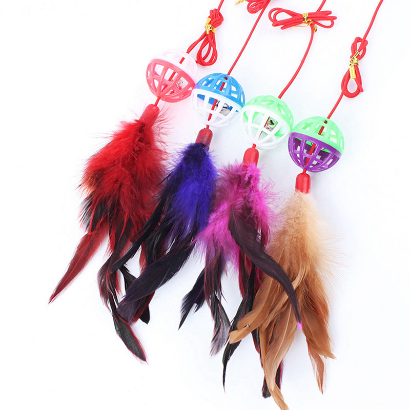 4PCS Gradient Boja Perje Plastično zvono Lopta Smiješna mačja štapić Štapić Lažno pero Bell Kitten Interaktivna igračka Igračka za zadirkivanje mačaka