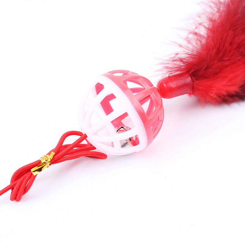 4PCS Gradient Boja Perje Plastično zvono Lopta Smiješna mačja štapić Štapić Lažno pero Bell Kitten Interaktivna igračka Igračka za zadirkivanje mačaka