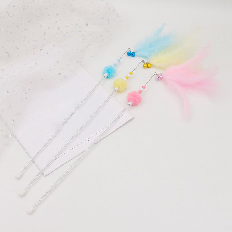 Legendog kunstsulega kassikepp Kassi interaktiivne mänguasi helmestega kassi õrritaja Kassipoeg Mängukepp koos Bell Catiga Lõbusate treeningmänguasjadega