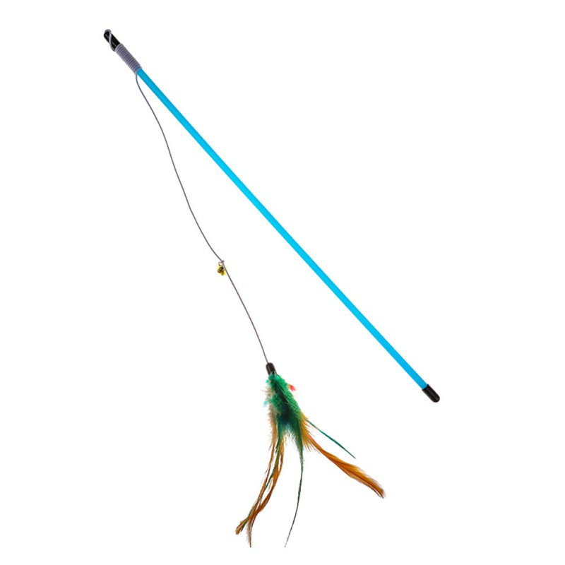 Jucării pentru pisici pentru animale de companie Jucării cu baghetă pentru pisici Baghetă de plastic Pisicuță amuzantă, colorată, tijă cu pene, jucării interactive pentru pisici, accesorii de joacă pentru pisici