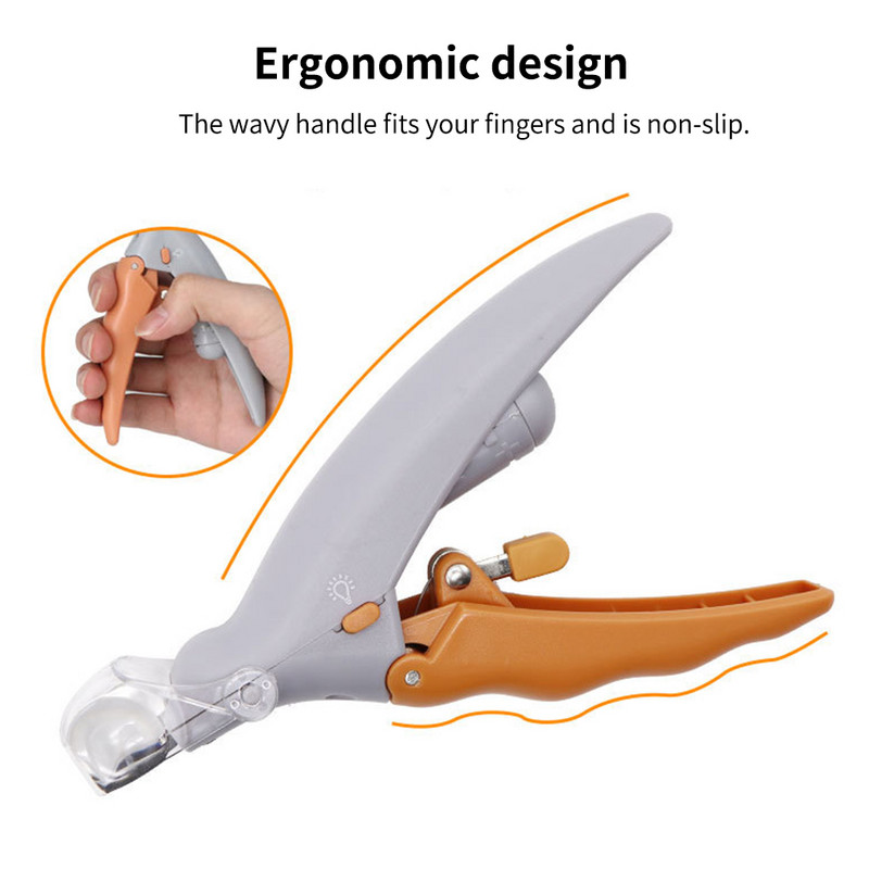 Rezač noktiju kućnih ljubimaca Trimer za kućne ljubimce od nehrđajućeg čelika Plastična valovita ručka LED škare za manikuru životinja Mačke i psi Oprema za kućne ljubimce