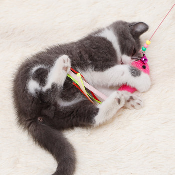 Висококачествена играчка за котка за домашни любимци със звънец Нов дизайн перо въдица котка интерактивна пръчка за игра Pet Kitten Teaser Toy Stick