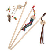 Dorakitten 1kom mačji štap igračka sa štapićem Drvena smiješna mačka s kićankama Teaser Interaktivna igračka mačića sa zvonom Mačka voli potrepštine za kućne ljubimce