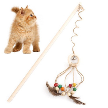 Dorakitten 1 бр котешка пръчка играчка дървена забавна котешка пискюл закачка Коте интерактивна играчка със звънец Cat Favors Зоотовары