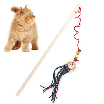 Dorakitten 1kom mačji štap igračka sa štapićem Drvena smiješna mačka s kićankama Teaser Interaktivna igračka mačića sa zvonom Mačka voli potrepštine za kućne ljubimce
