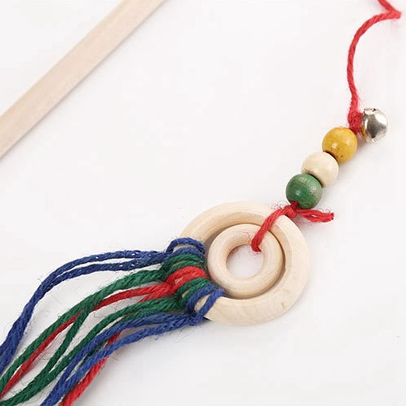 Dorakitten 1kom mačji štap igračka sa štapićem Drvena smiješna mačka s kićankama Teaser Interaktivna igračka mačića sa zvonom Mačka voli potrepštine za kućne ljubimce