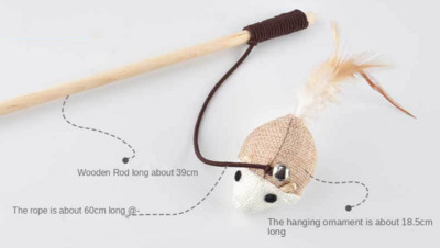 Teaser Rod Sulgedega kassimänguasi Lemmik puidust õrritamisriie Väike kala Puidust õrritusvarras Interaktiivne kassimänguasi