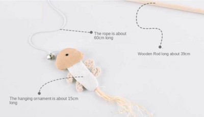 Teaser Rod Sulgedega kassimänguasi Lemmik puidust õrritamisriie Väike kala Puidust õrritusvarras Interaktiivne kassimänguasi