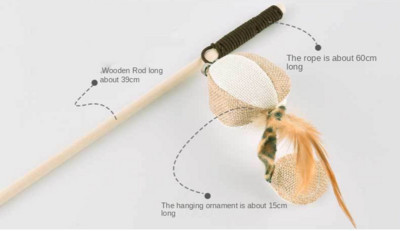 Teaser Rod Sulgedega kassimänguasi Lemmik puidust õrritamisriie Väike kala Puidust õrritusvarras Interaktiivne kassimänguasi