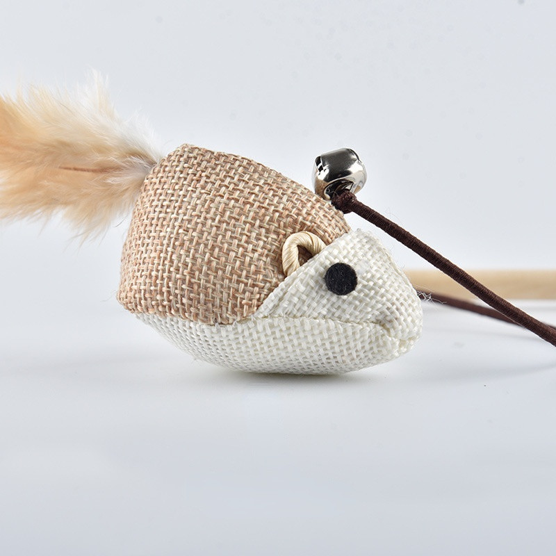 Teaser Rod Sulgedega kassimänguasi Lemmik puidust õrritamisriie Väike kala Puidust õrritusvarras Interaktiivne kassimänguasi