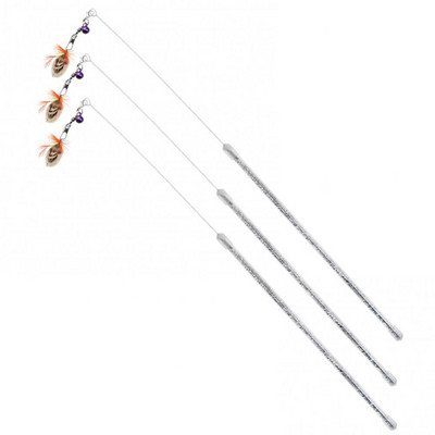 Uus 3 tk sulgedest putukatekella lemmikloomakasside õrritaja interaktiivne keppkepp mänguasi lemmikloomatarbed