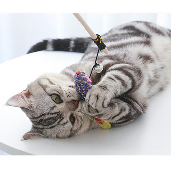 Παιχνίδι για γάτα Ραβδί ποντικιού γάτας Ξύλινο κοντάρι Παιχνίδια για γάτες Παιχνίδι ψεύτικο φτερό γατάκι Παιχνίδι με ραβδί για κατοικίδια Παιχνίδι με προμήθειες για κατοικίδια