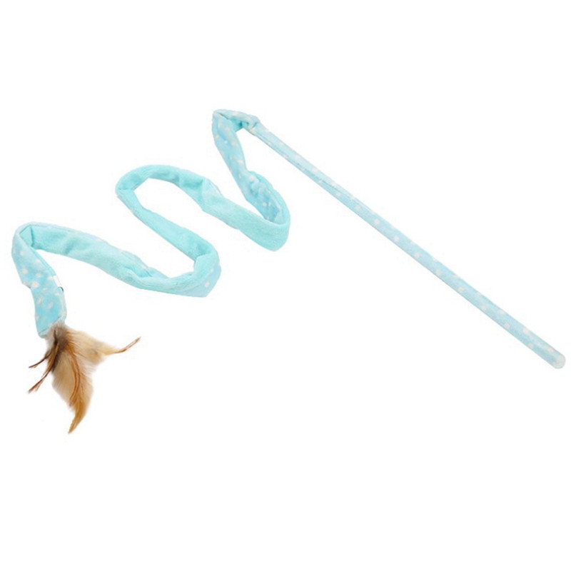 Jucării interactive pentru pisici pentru animale de companie Baghetă cu pene Imprimare cu leopard Crinkle Kitten Catcher Jucărie pentru pisică Teaser Stick Jucării interactive pentru pisici