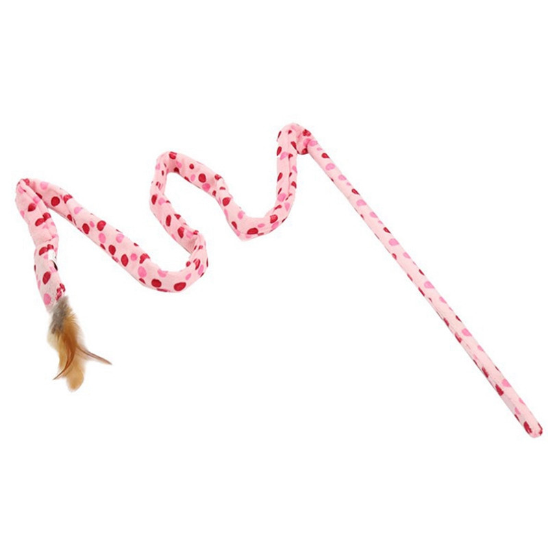 Jucării interactive pentru pisici pentru animale de companie Baghetă cu pene Imprimare cu leopard Crinkle Kitten Catcher Jucărie pentru pisică Teaser Stick Jucării interactive pentru pisici