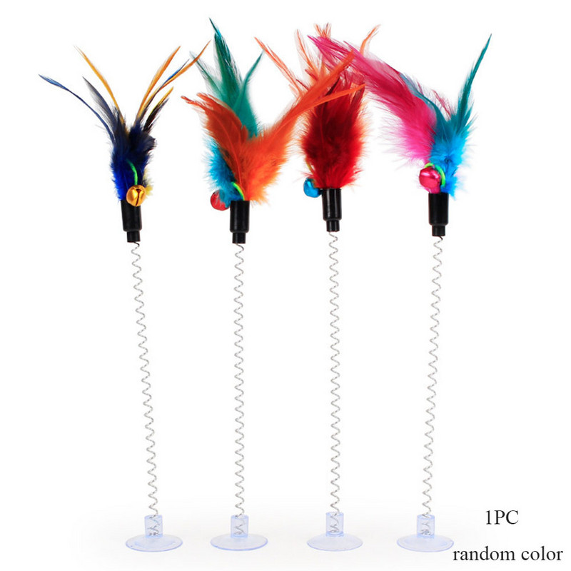 1PC Igračke za mačke Štap s perjem Opruga Vakum sa zvonom Opruga Miš Oprema za mačke Proljetno perje Pet Elastično perje Štap za mačke