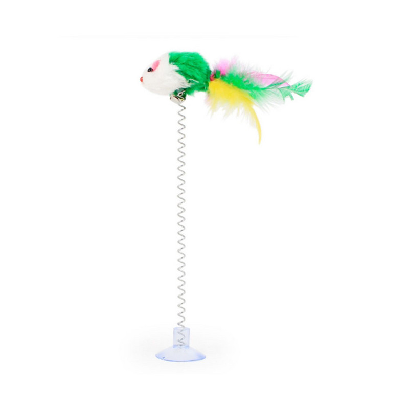 1PC Igračke za mačke Štap s perjem Opruga Vakum sa zvonom Opruga Miš Oprema za mačke Proljetno perje Pet Elastično perje Štap za mačke