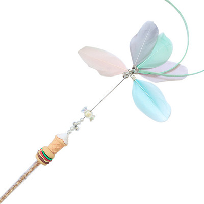 Παιχνίδι τρέιζερ γάτας Αστείο παιχνίδι ραβδί γάτας Παιχνίδι για γάτες Catcher ραβδί γάτα με καμπάνα Διαδραστικά χαριτωμένα τσιπ παγωτού Παιχνίδια για γατάκια σε σχήμα κοκ