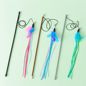 1 τεμ Διαδραστικό ραβδί γάτας Παιχνίδι ψεύτικο φτερό κουδούνι Κορδέλα πείραμα γατάκι φούντα κατοικίδιο που παίζει παιχνίδι γάτα ραβδί παιχνίδι ράβδος κυνηγός παιχνίδι