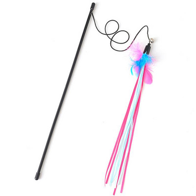 1 τεμ Διαδραστικό ραβδί γάτας Παιχνίδι ψεύτικο φτερό κουδούνι Κορδέλα πείραμα γατάκι φούντα κατοικίδιο που παίζει παιχνίδι γάτα ραβδί παιχνίδι ράβδος κυνηγός παιχνίδι