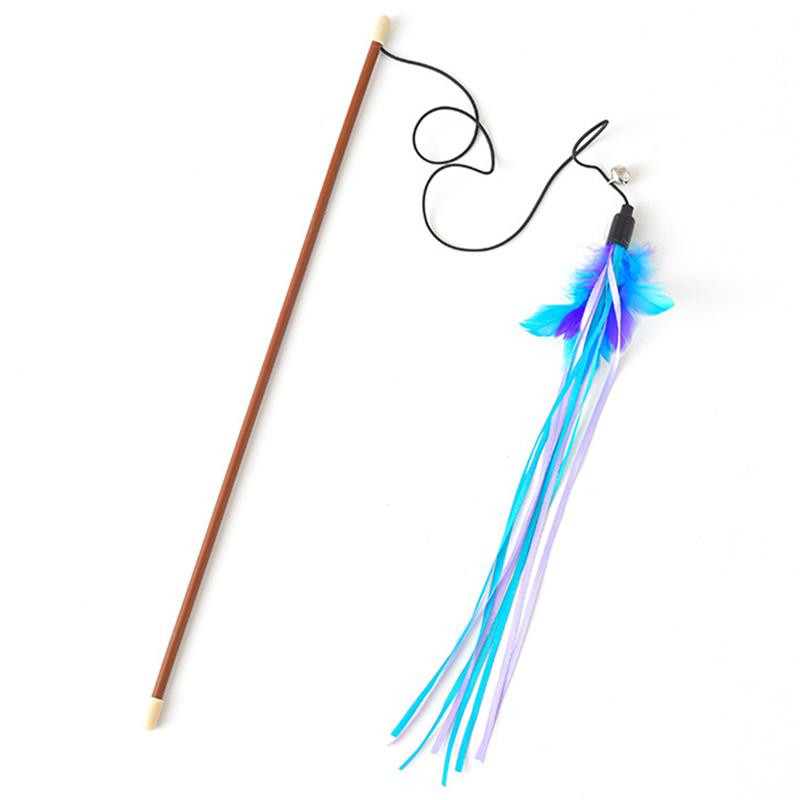1 τεμ Διαδραστικό ραβδί γάτας Παιχνίδι ψεύτικο φτερό κουδούνι Κορδέλα πείραμα γατάκι φούντα κατοικίδιο που παίζει παιχνίδι γάτα ραβδί παιχνίδι ράβδος κυνηγός παιχνίδι