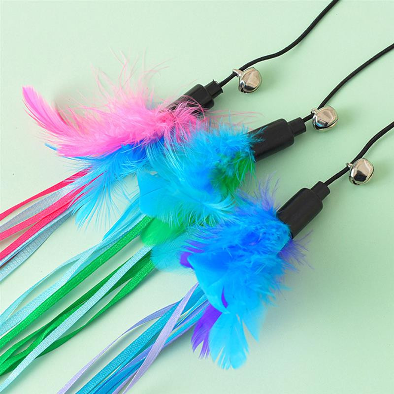 1 τεμ Διαδραστικό ραβδί γάτας Παιχνίδι ψεύτικο φτερό κουδούνι Κορδέλα πείραμα γατάκι φούντα κατοικίδιο που παίζει παιχνίδι γάτα ραβδί παιχνίδι ράβδος κυνηγός παιχνίδι